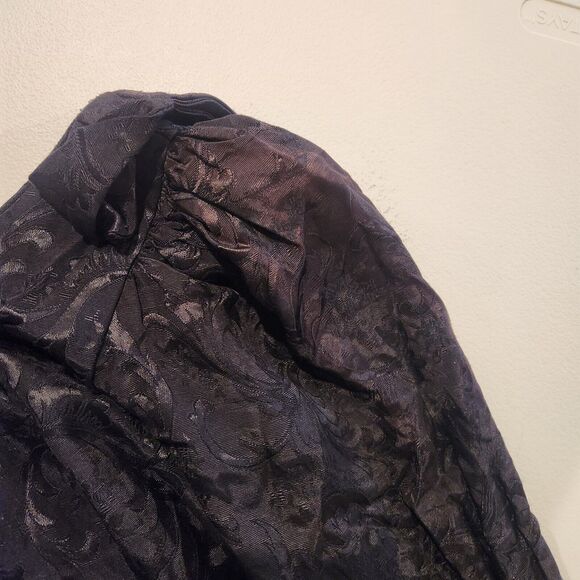 Lanz Salzburg Vintage Black Floral Jacquard Drop Waist Maxi Dress Size 12 80s - Picture 9 of 13